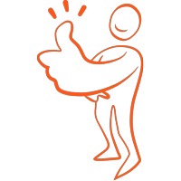 En illustration av en figur som gör tummen upp.
