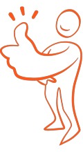 Illustration av en liten figur som gör tummen upp