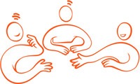 En illustration av en grupp figurer som sitter i möte.