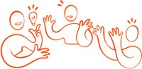 En illustration med en grupp som diskuterar