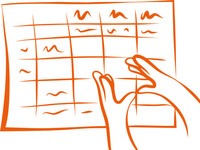 illustration två händer visar ett schema