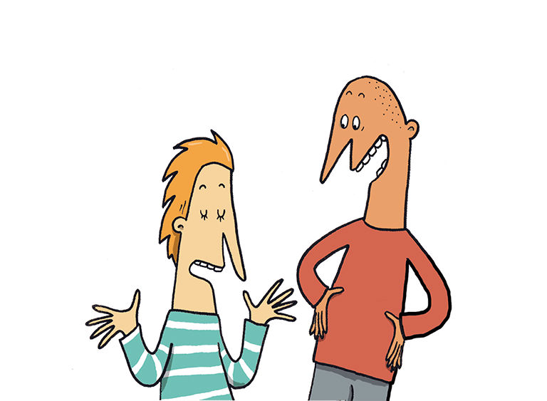 Illustration av två personer som samtalar.