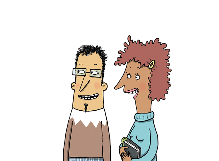 Illustration av två personer som samtalar.