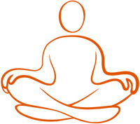 Illustration sittande gubbe i yogaställning.