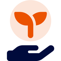 Sy,mbolisk illustration med en planta som växer upp ur en hand. 